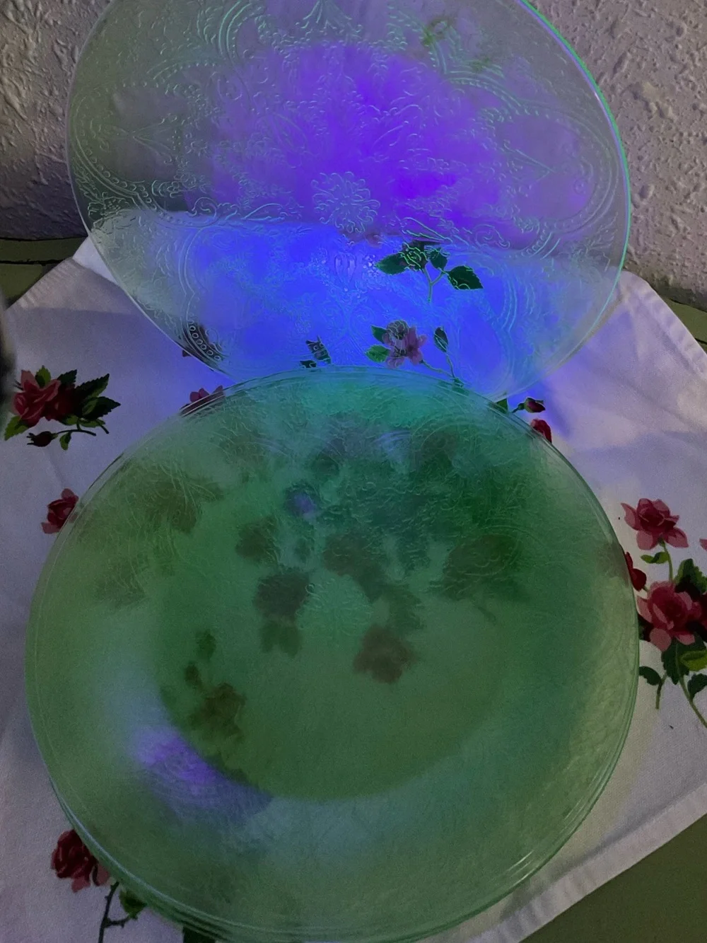 Lot of 5 Green Uranium Plates Glass